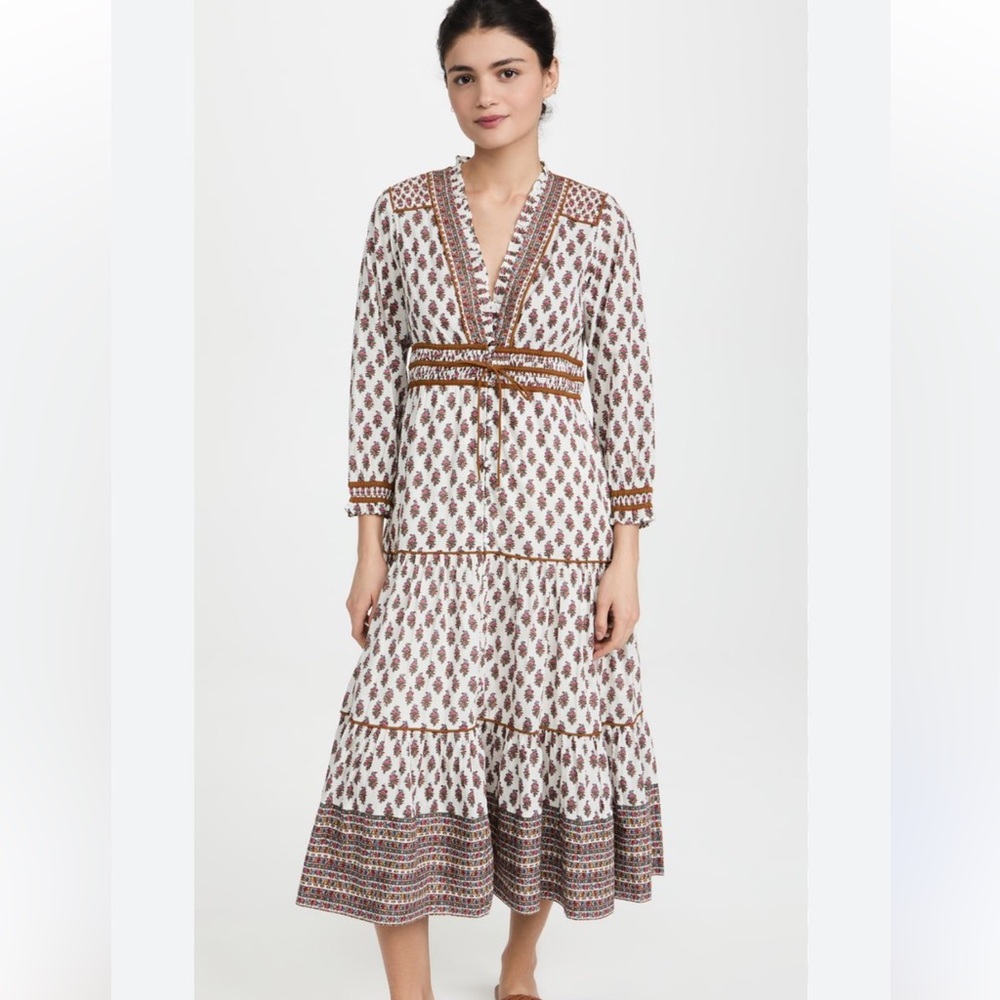 Veronica Beard Alessandra Boho Floral Printed V-
Neck Dress Size 2